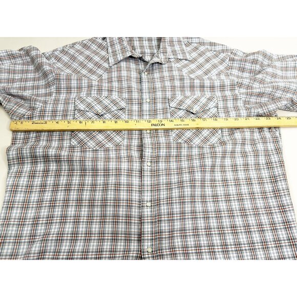 VTG Express Rider XL Western Pearl Snap Short Sleeve Plaid Shirt EUC - Picture 4 of 6